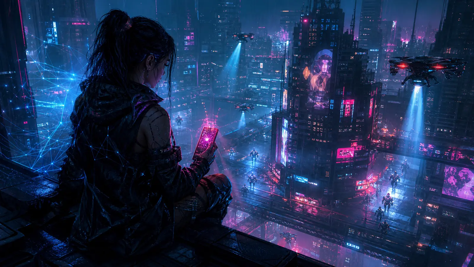 Neon Shadows game concept art