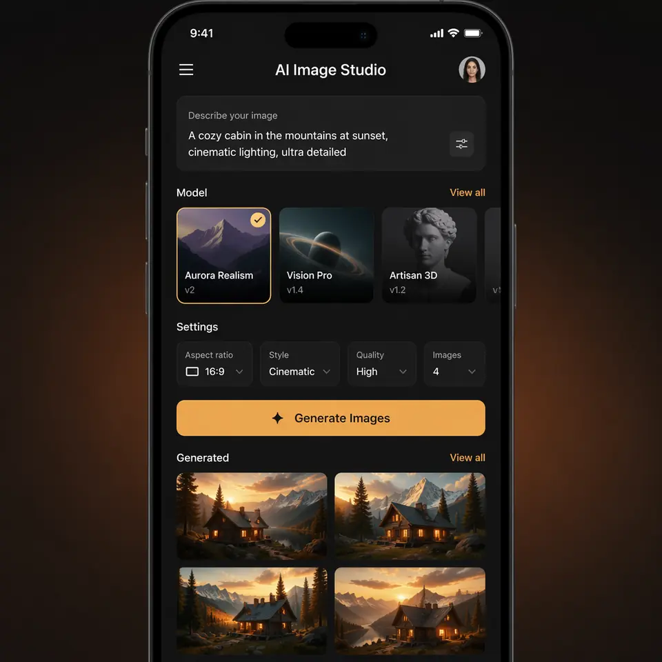 GPT Image 2 app ui mockup example