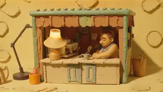 AI-generated clay stop-motion coffee shop video