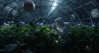 New LTX-2.5 astronaut tending a glowing orbital greenhouse